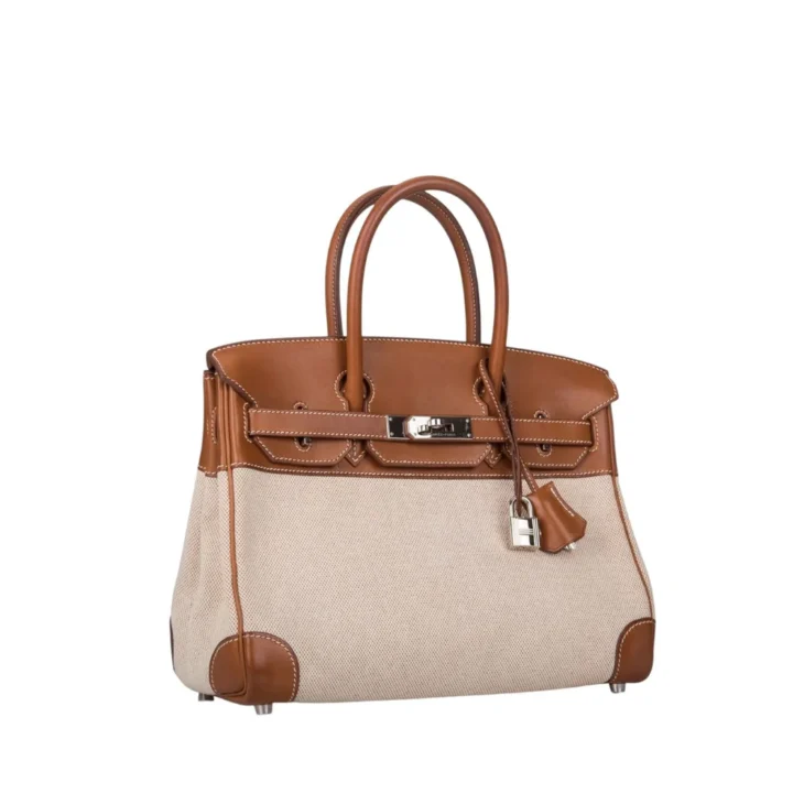 Hermes Birkin Bag 30cm 2 Tone Barenia with Toile Insane PHW - Image 2