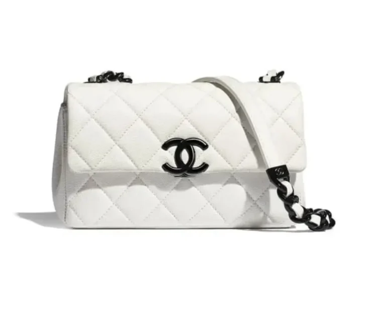 Chanel White Small Quilted Caviar My Everything Flap Crossbody Bag