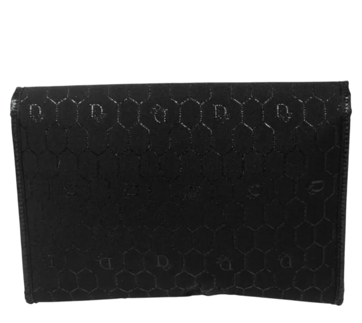 Dior Black Honeycomb Fabric and Leather Vintage Flap Shoulder Bag - Image 3