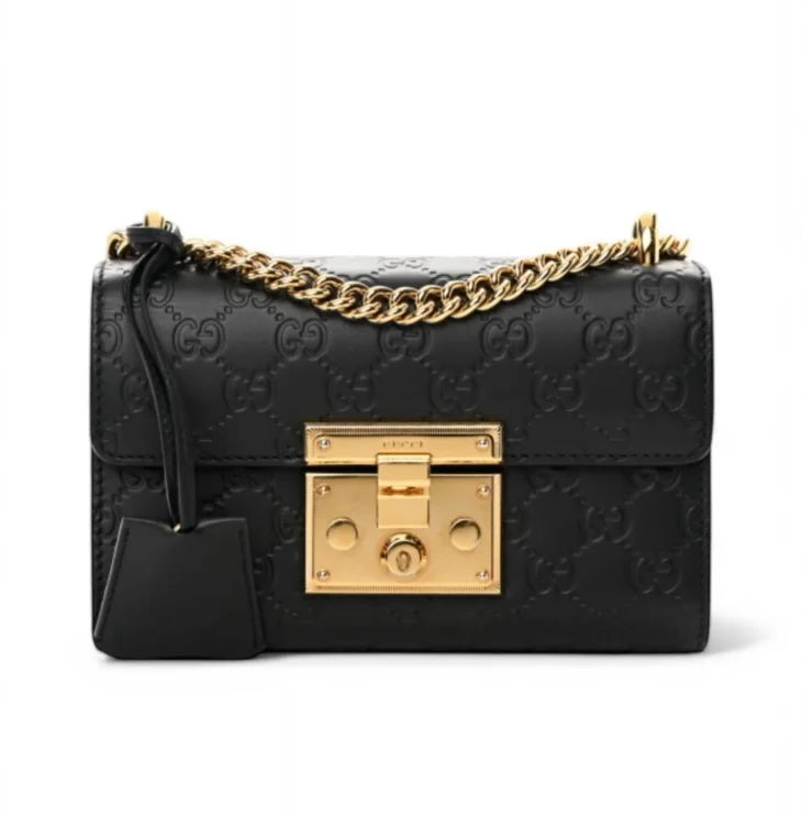 Gucci Guccissima Small Padlock Shoulder Bag Black