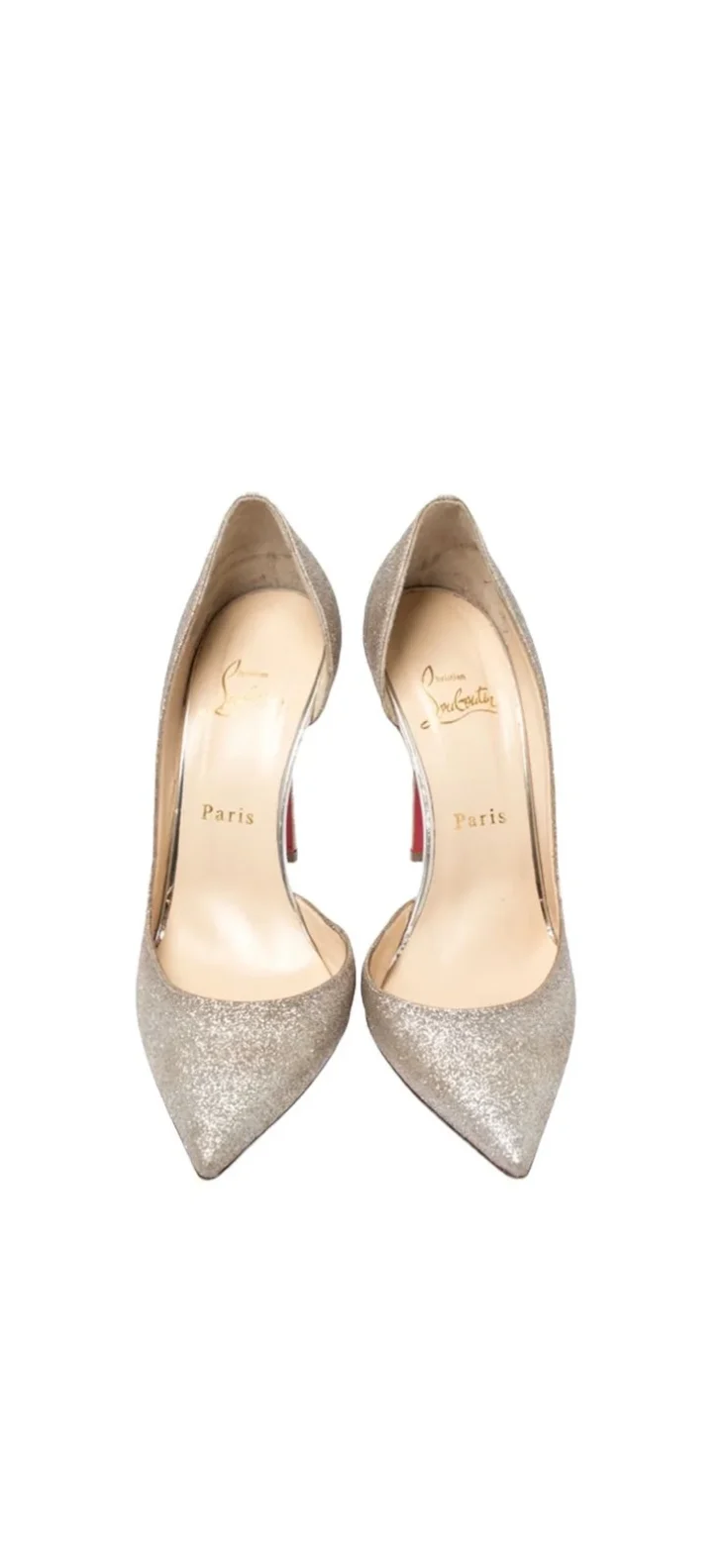 Christian Louboutin Glitter Iriza D'Orsay Pointed Toe Pumps Size 36 - Image 2