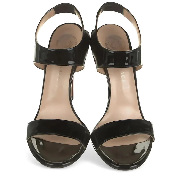 VERSACE Black & Red Patent Leather Slingback Pumps Size 40 - Image 2