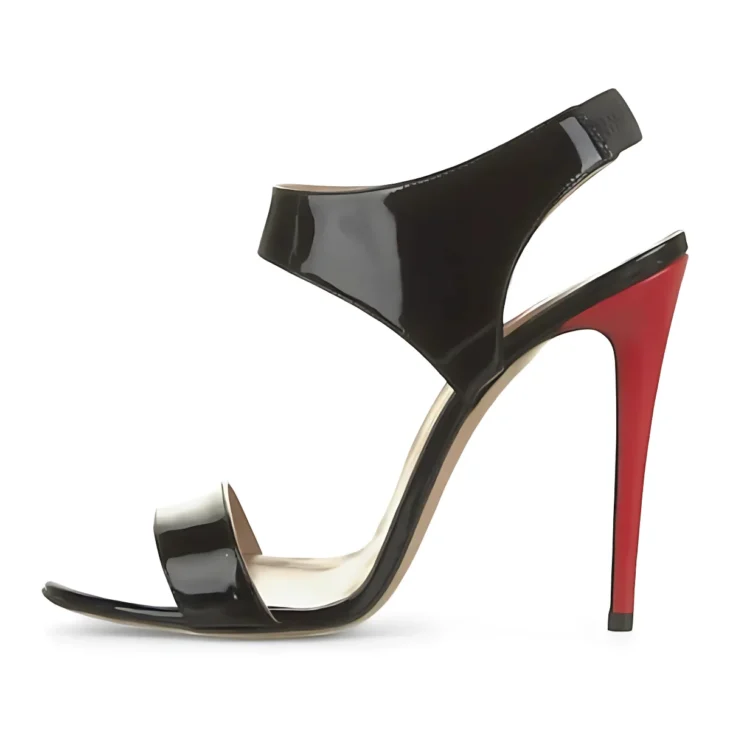 VERSACE Black & Red Patent Leather Slingback Pumps Size 40 - Image 3