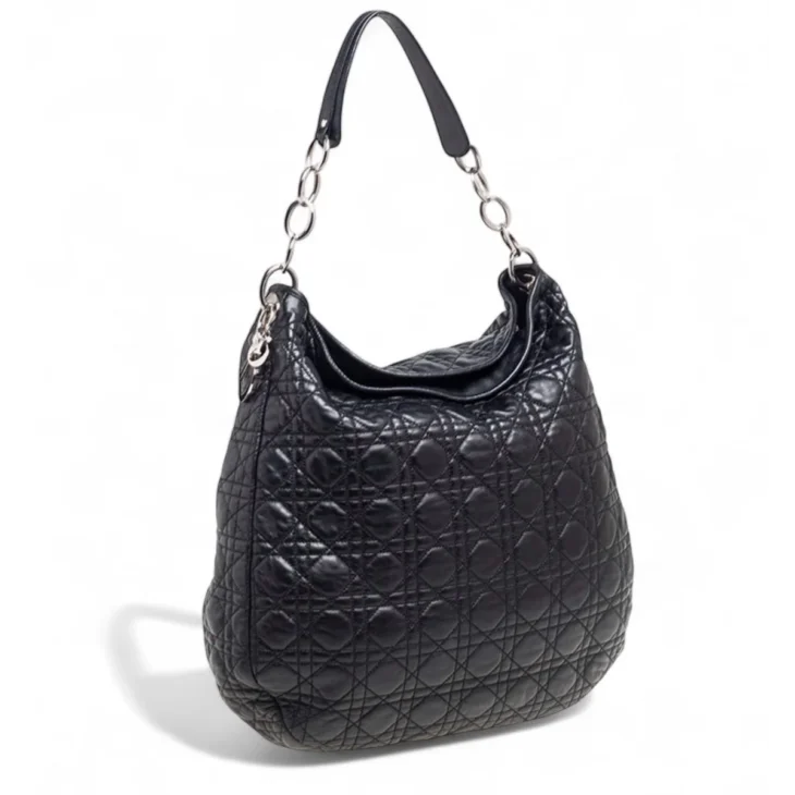 DIOR Black Cannage Leather Large Hobo Bag - Image 2