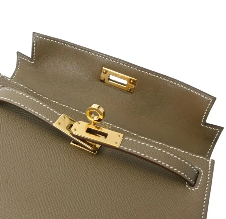 Kelly Mini II Bag Grey Epsom with Gold Hardware 20 - Image 5
