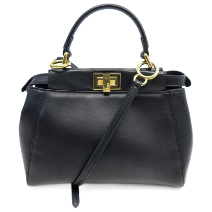 FENDI PEEKABOO MINI BLACK LEATHER HANDBAG - Image 3