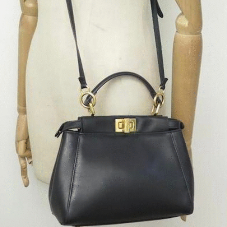 FENDI PEEKABOO MINI BLACK LEATHER HANDBAG - Image 2