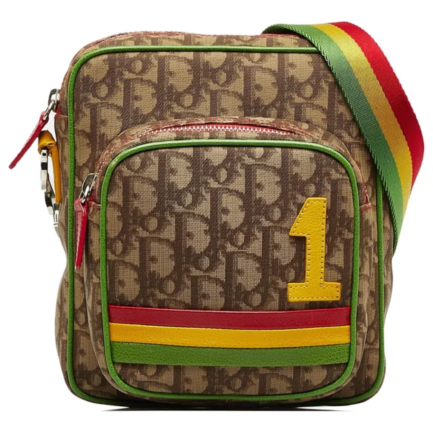Dior Brown Diorissimo Rasta Crossbody Bag Beige