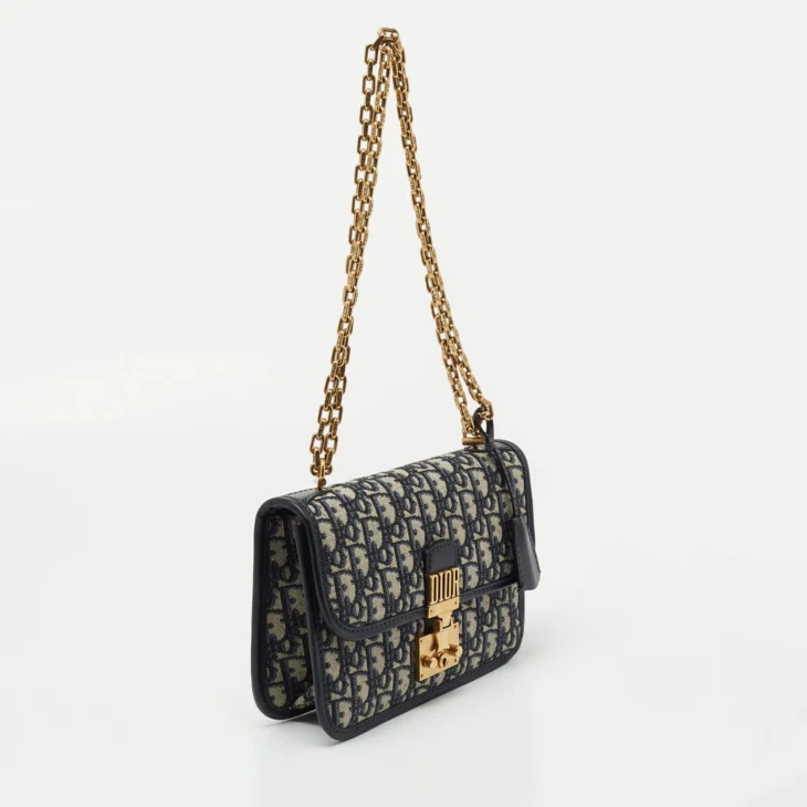 Dior Oblique Canvas and Leather Dioraddict Flap Chain Bag - Image 4