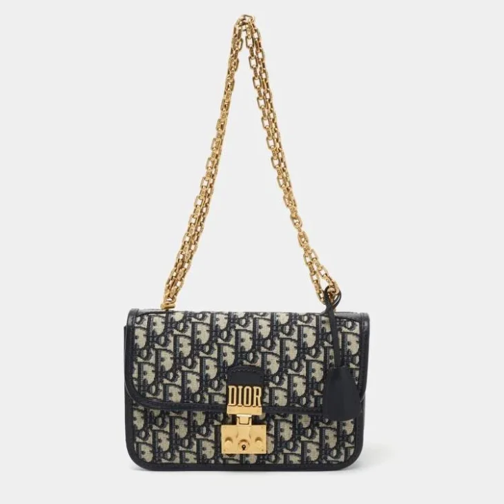 Dior Oblique Canvas and Leather Dioraddict Flap Chain Bag