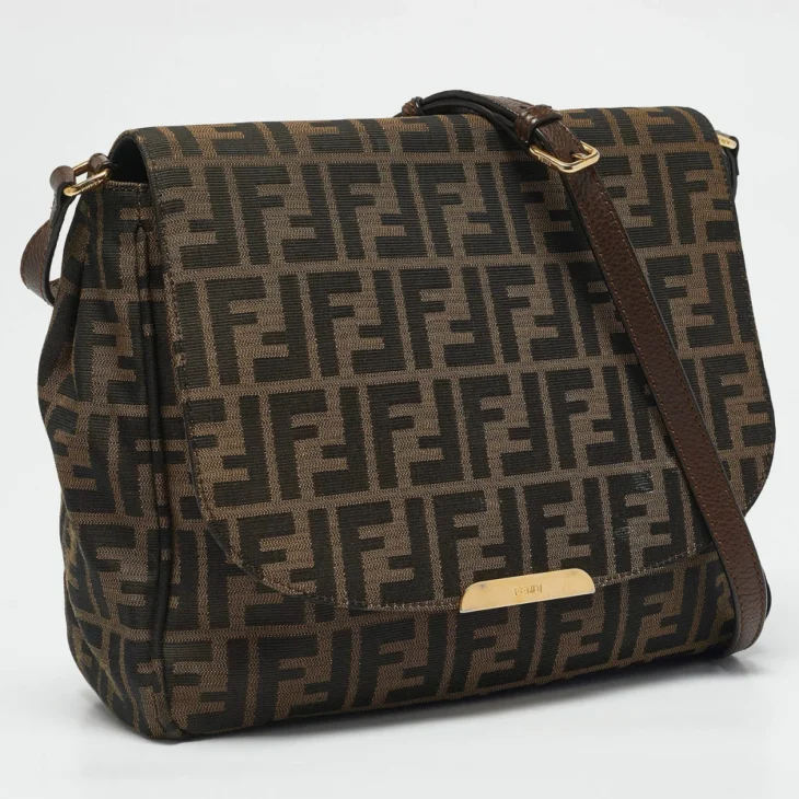 Fendi Tobacco Zucca Canvas Flap Crossbody Bag - Image 2