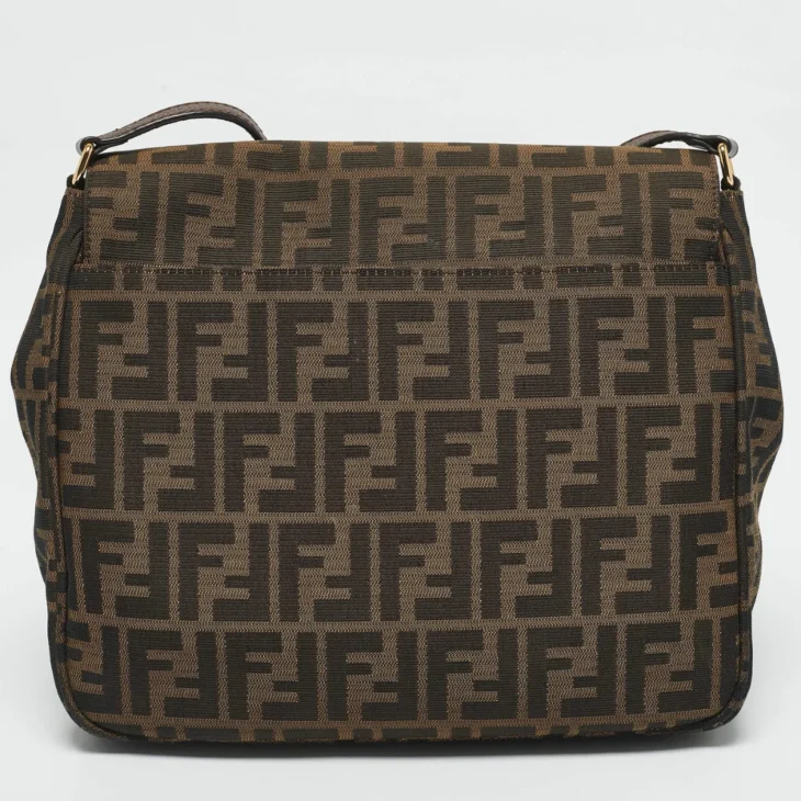 Fendi Tobacco Zucca Canvas Flap Crossbody Bag - Image 3